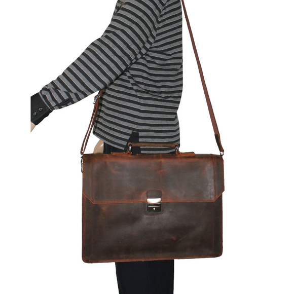 17 Grain Leather Briefcase Laptop Bag LB37VD
